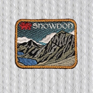 Tygmärke för Snowdon Wales, broderat tygmärke för Yr Wyddfa-berget, vandringsmärke för walesisk drake, souvenirtygmärke för Snowdonia