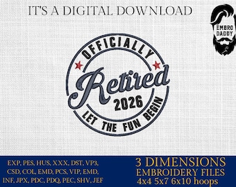 Machine Embroidery files, officially Retired  2026 , PES, DST, xxx, hus & more