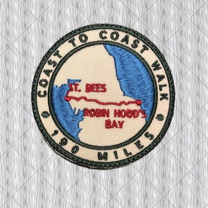 Coast to Coast Walk Embroidered Patch, St Bees to Robin Hood’s Bay, 190 Miles, England Hiking Badge, 80mm