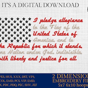 Machine Embroidery files, Pledge of Allegiance, Flag, USA flag, PES, xxx, hus & more