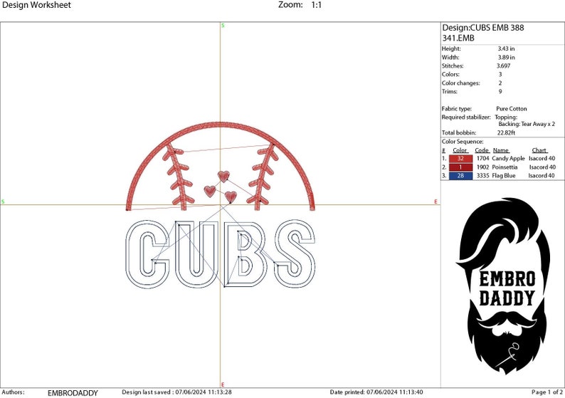 Machine Embroidery Files, Cubs, Baseball, DST, PES, Xxx, Hus & More ...