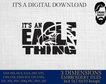 Machine Embroidery files, eagle, football gift idea PES, dst, xxx, hus & more