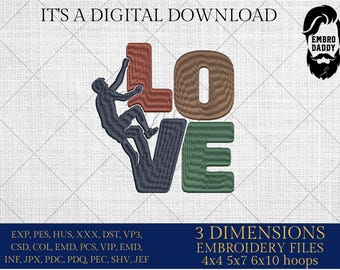 Machine Embroidery files, boulder climb, love, bouldering PES, DST, xxx, hus & more