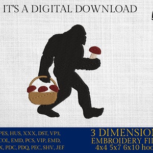 Machine Embroidery files, Bigfoot mushroom, Bigfoot pes, Big Foot, Yeti, Sasquatch PES, xxx, hus & more
