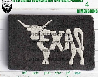 Machine Embroidery, Texas longhorn embroidery files, Texas long horn birthday gift, Texas long horn gift idea PES, xxx hus & more,