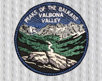 Peaks of the Balkans Patch – Valbona Valley Embroidered Badge – Albania Hiking Trail – Mountain Trekking Souvenir
