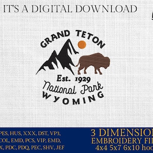Maschinenstickdateien, Grand Teton Nationalpark, Wyoming, PES, DST, hus & mehr