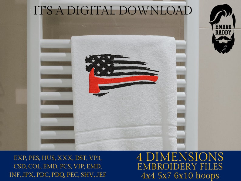 Machine Embroidery Files, USA Flag Firefighter, PES, Xxx, Hus & More ...