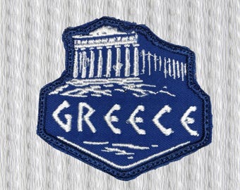 Écusson thermocollant Grèce – Insigne de temple grec brodé, écusson souvenir Grèce pour sac à dos, veste, cadeaux de voyage