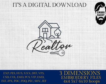 Machine Embroidery files, realtor , real estate AGENT, property asset PES, dst xxx, hus & more