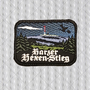 Harzer Hexen-Stieg Embroidered Patch – Brocken Mountain & Witch – Harz Hiking Souvenir – Germany Trail Badge