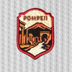 Pompeii Patch Iron-On • Italy Souvenir Embroidered Badge • Roman Ruins Patch • Personalized Visit Date • Travel Patch for Backpack or Jacket