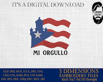 Machine Embroidery files, Puerto Rico Rican, Mi Orgullo, Lighthouse Flag, San Juan Island, Country National, DST, PES, xxx, hus & more,