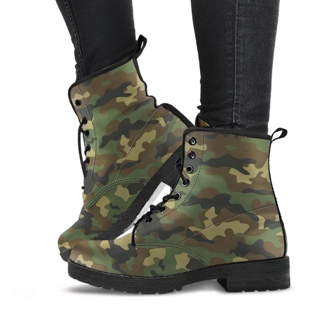 Army Camouflage Green Womens Leather Style Boots Etsy