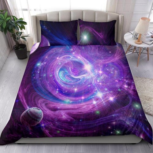 Galaxy Printed Duvet Cover Twin Size Universe Decor Bedding Etsy