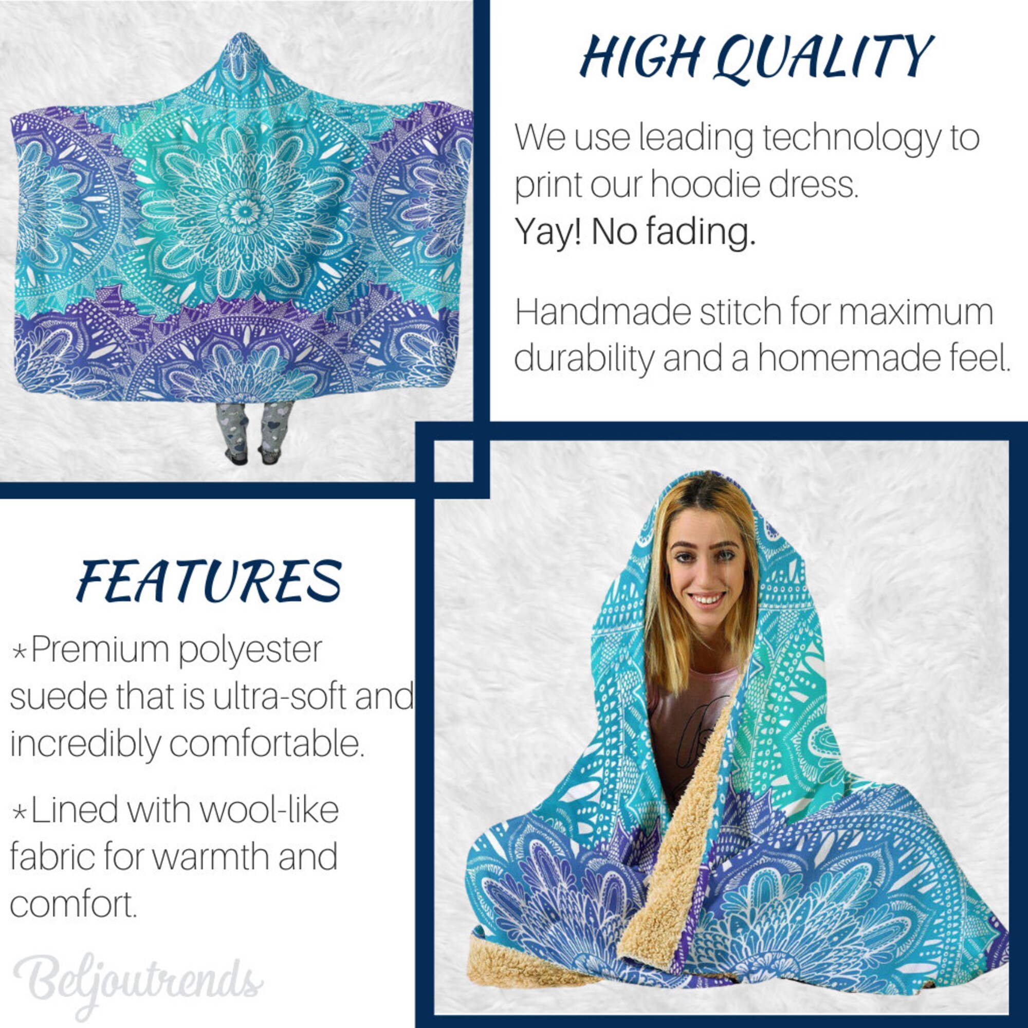 Mandala Lotus, Hooded Blanket