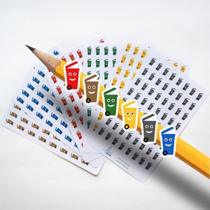 Sticker: Mülleimer, Mülltonne, Abfall. Aufkleber - 6 Farben zur Auswahl - für Kalender, Planer, Erinnerung, Termin