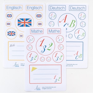 Sticker: Schule, Schulheft, Schulfacher, Aufkleber