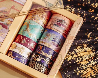 Crafts Art Gifts Flux Crafts 15mm5m Paper Washi Tape Gold Foil Floral /& Cranes| Classical Chinese Style Scrapbooking Decorative Tape