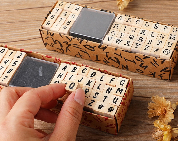 Wooden Alphabet Stamp Set, Including 1 Black Ink Pad Etsy