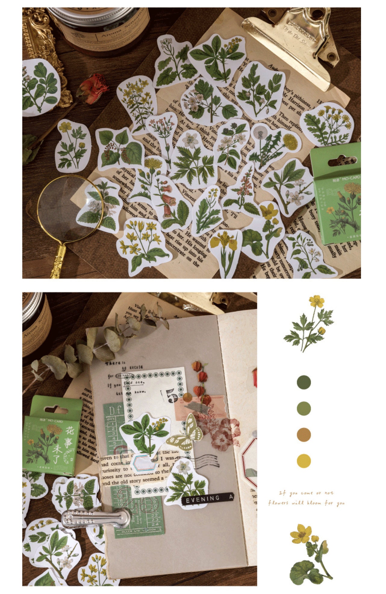46 sheetsFlowerage stickers leaf stickerflower | Etsy