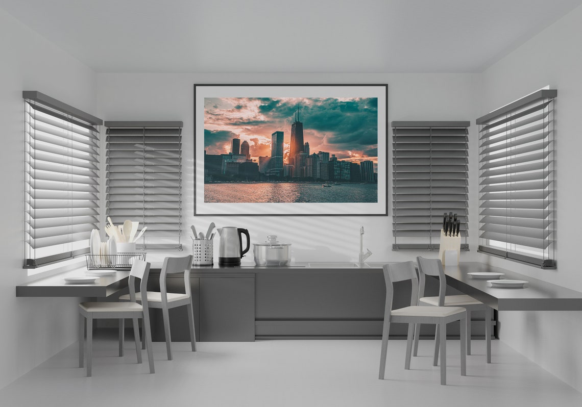 Chicago Skyline Wall Art Lake Michigan Large Canvas Print | Etsy