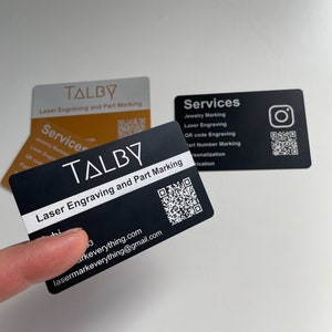 Metal Business cards - High quality anodized aluminum business cards - Laser Engraved business cards