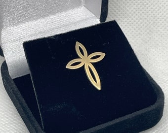 Unique Cross Lapel Pin/ Handmade Cross Hat Pin/Gold plated Cross Scarf Pin/ Cross Lapel Pin/Cross Tie Pin