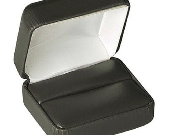 Black Leatherette Double Ring Jewelry Gift Box with Matching Leather Feel Inserts | Ring Gift Box | Jewelry Gift Box