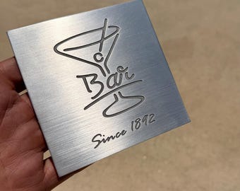 Custom Business Logo Plaque, Deep Engraved Aluminum Sign, 1/8" thick, Office Door Sign, Personalized Metal Branding Plate