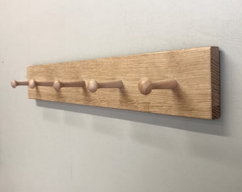 Oak Shaker Peg Rail Coat Rack in various sizes