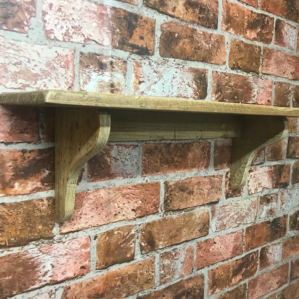 Reclaimed Hand Made Old Wood Wall Shelf 6" Deep, Waxed to an Antique, Stripped Pine Finish