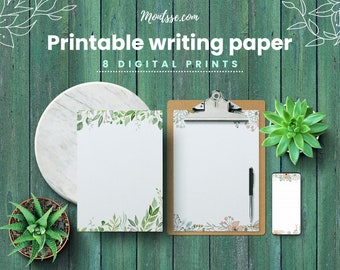 Printable Writing Sheets, Letter writing pages, Printable Digital Paper set for journaling and planning, Blank Artwork Prints