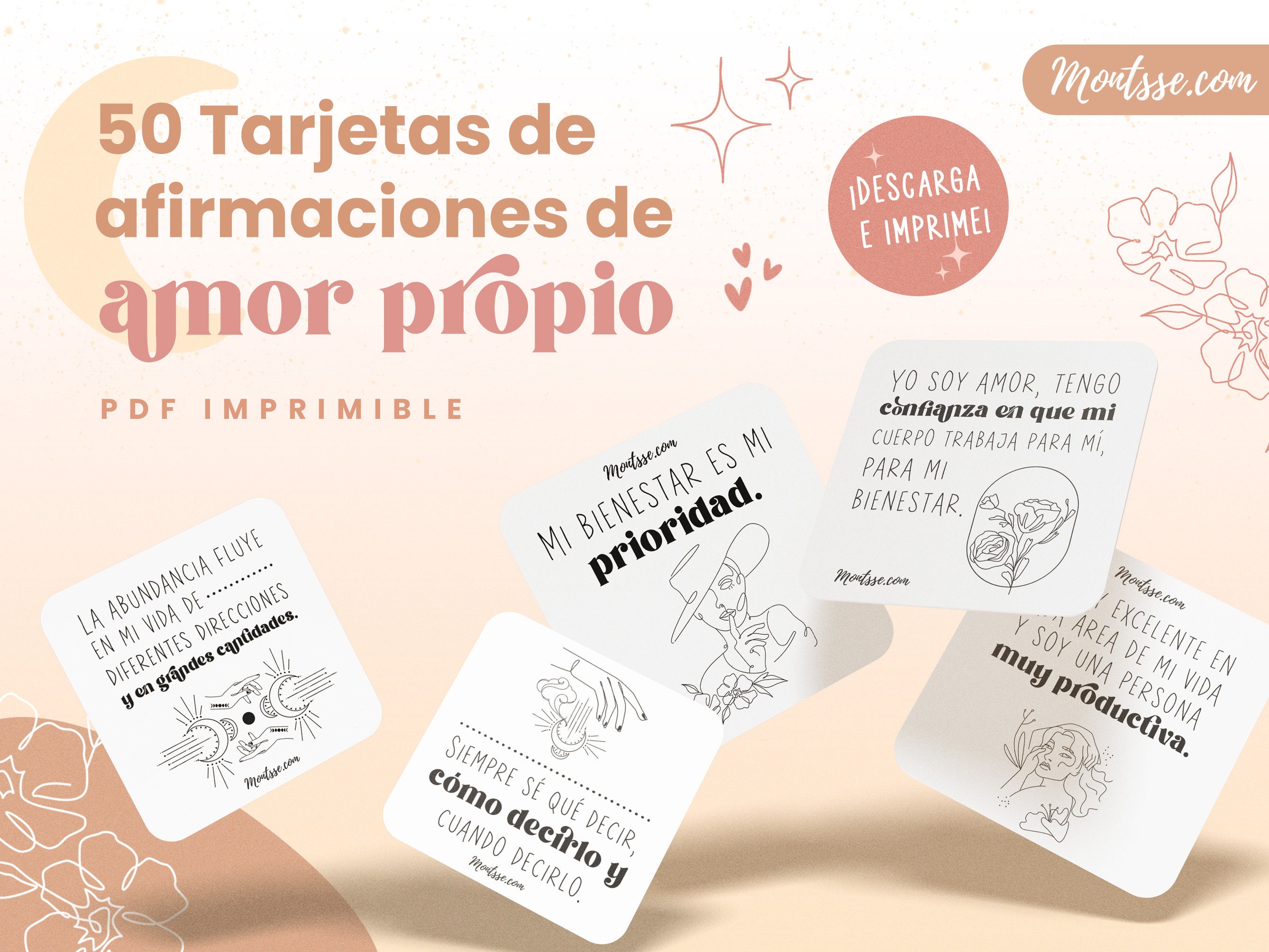Tarjetas de afirmaciones de amor propio Amor propio Tarjetas de  afirmaciones PDF Imprimible -  España