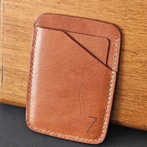 Tarjetero de cuero / Cartera de cuero personalizada / Funda de tarjeta de cuero elegante / Tarjetero de cuero cosido a mano / Regalo del Día del Padre