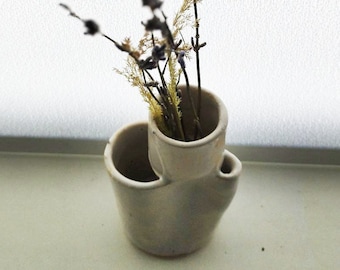 Ikebana vase, Japandi style vase, Small vase, Dried flower vase Abstract vase Modern vase White ceramic vase Japanese vase Minimalist vase