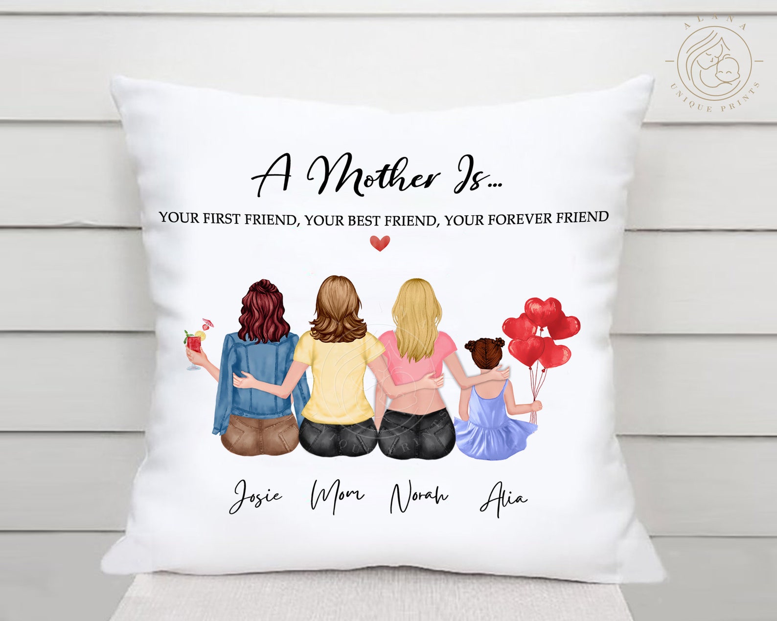 Personalized Mom And Daughters Pillow Custom Motherhood Etsy