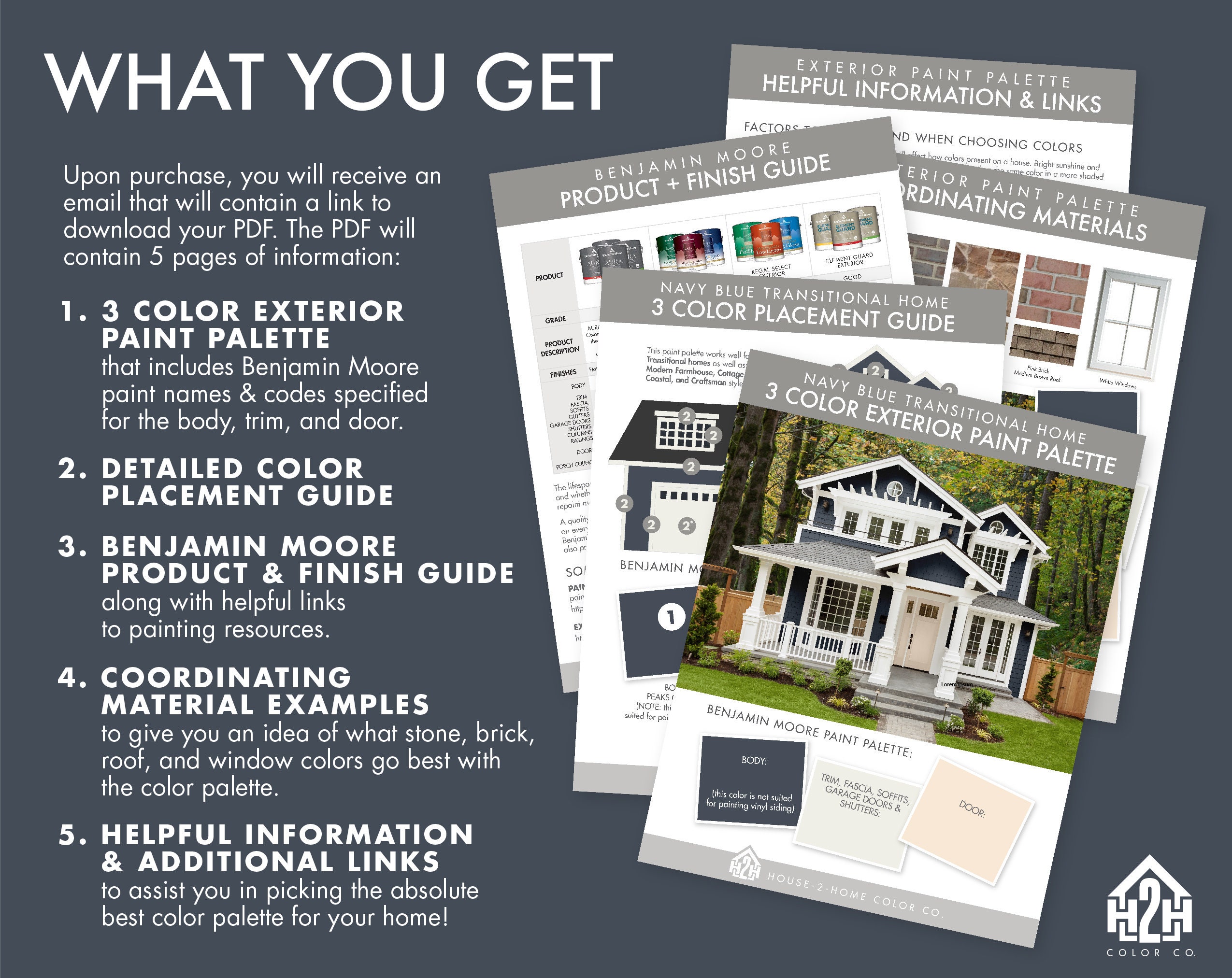 Exterior Paint Color, Navy Blue House Color, Benjamin Moore Color