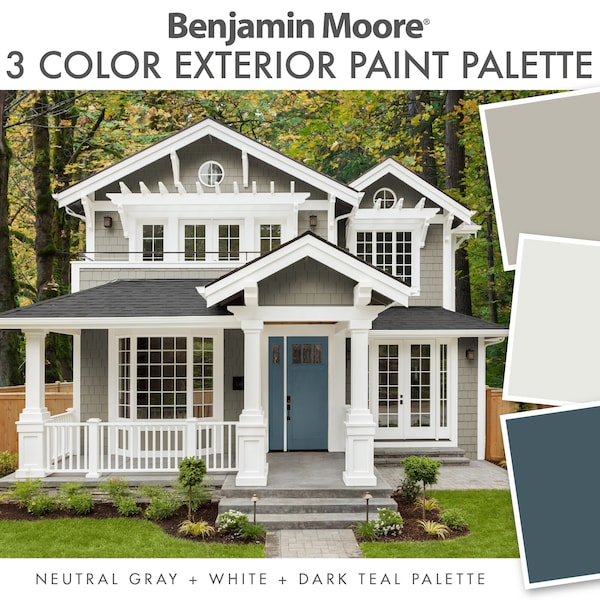 Exterior Paint Color, Benjamin Moore, Paint Colors for House, Gray Exterior Paint Colors, Neutral Exterior Color Palette, Greige House Color