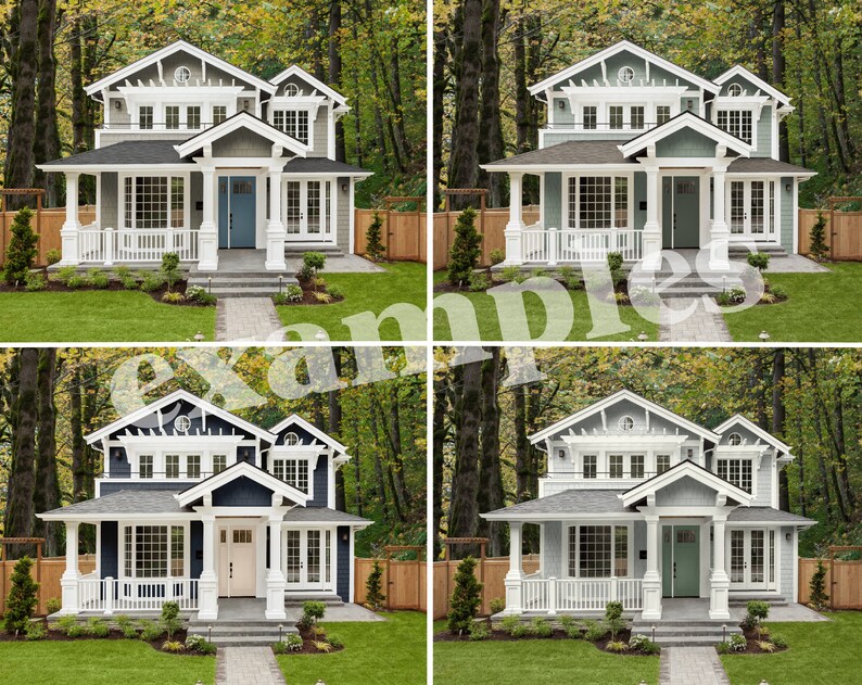 Exterior Home Paint Color Rendering, Exterior House Color Mockup, Color