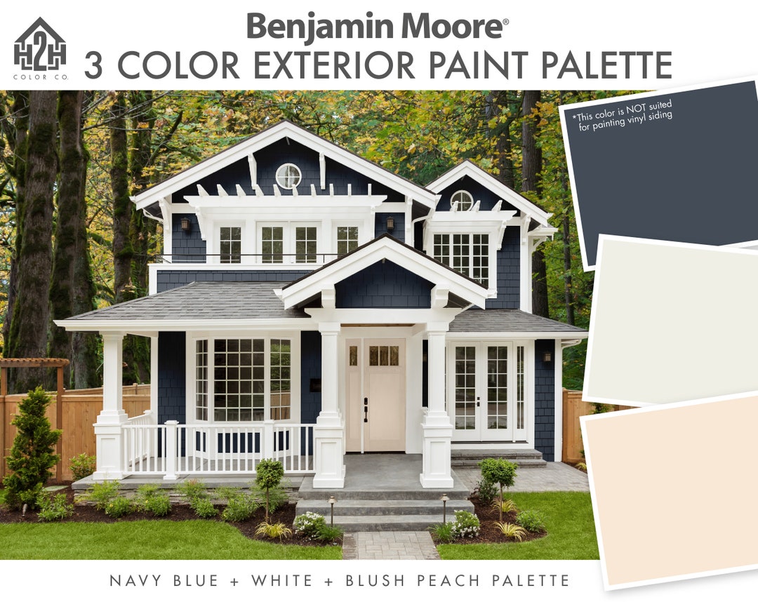 Exterior Paint Color, Navy Blue House Color, Benjamin Moore Color