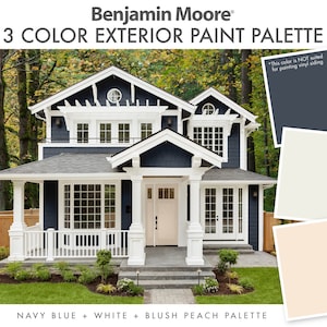Exterior Paint Color, Navy Blue House Color, Benjamin Moore Color Palette, House Paint Colors, Exterior House Colors, Paint Colors for Home