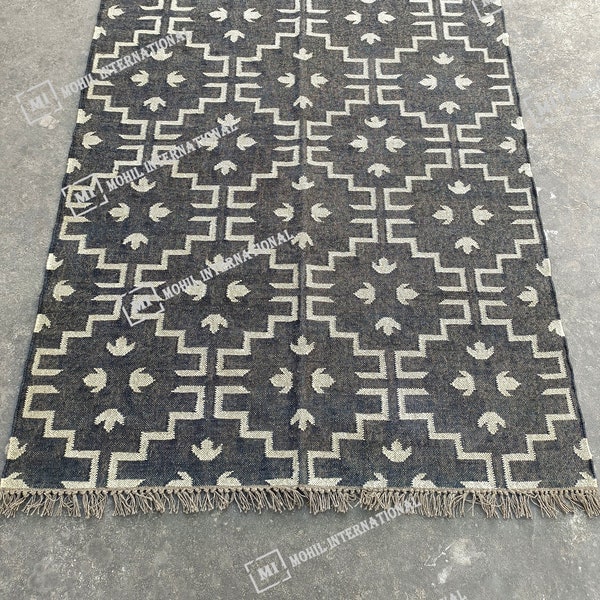 Grand tapis kilim, carpette en jute, salon et décoration d'intérieur, tapis personnalisé, tapis kilim tissé à plat, kilim dhurrie, tapis tissé indien, 8 x 12, 9 x 12, 9 x 12 pieds