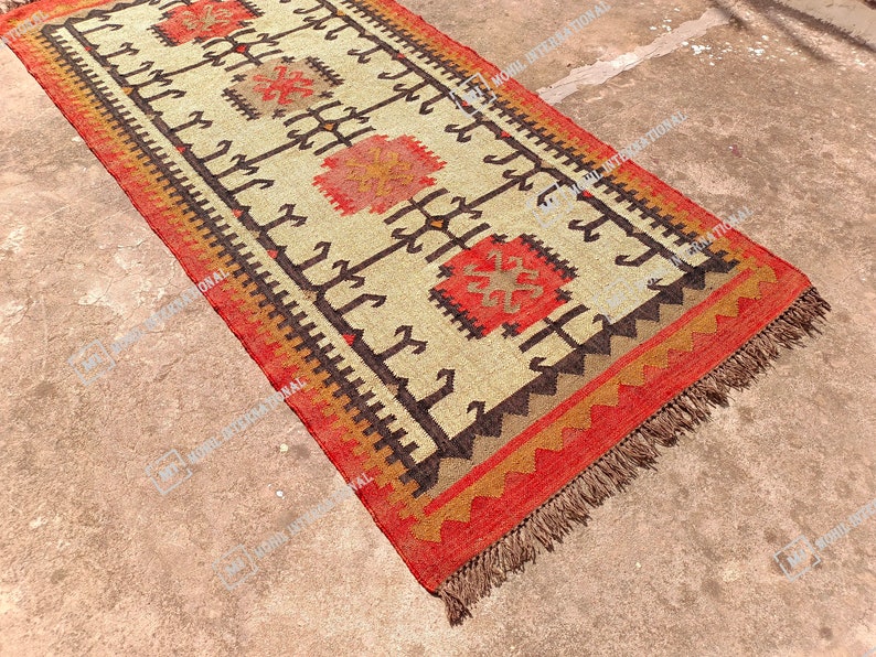 Handmade Kilim Jute Rug, 10x10 ft Custom Multicolor Jute Rug, Turkish Wool Rug, Indoor Wool Jute Rug, Indian Dhurrie Rug, Office Decor Rug