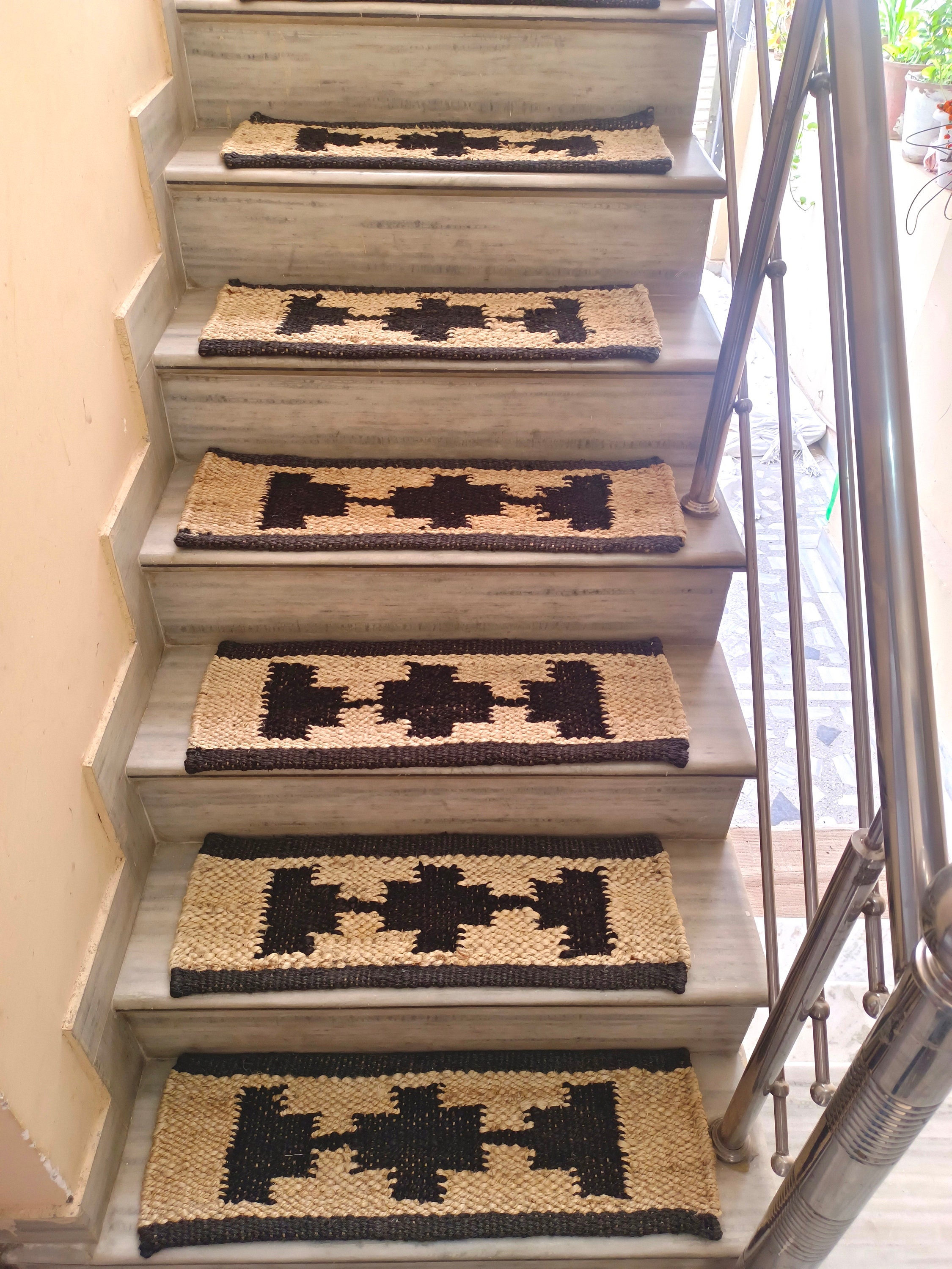4x12 Ft Custom Wool Jute Kilim Runner Rug, Natural Jute Stairway Modern ...