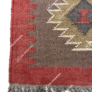 9x12 Ft Custom Wool Jute Kilim Rug, Handwoven Wool Jute Rug Runner, Multicolor Kilim Dhurrie Rug, Indian Hallway Jute Rug, Outdoor Jute Rug