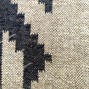 Handwoven Wool Jute Kilim Rug, Handmade Kilim Dhurrie Rug, Multicolor Jute Rug, Traditional Area Jute Rug, Indian Geometric wool Rug