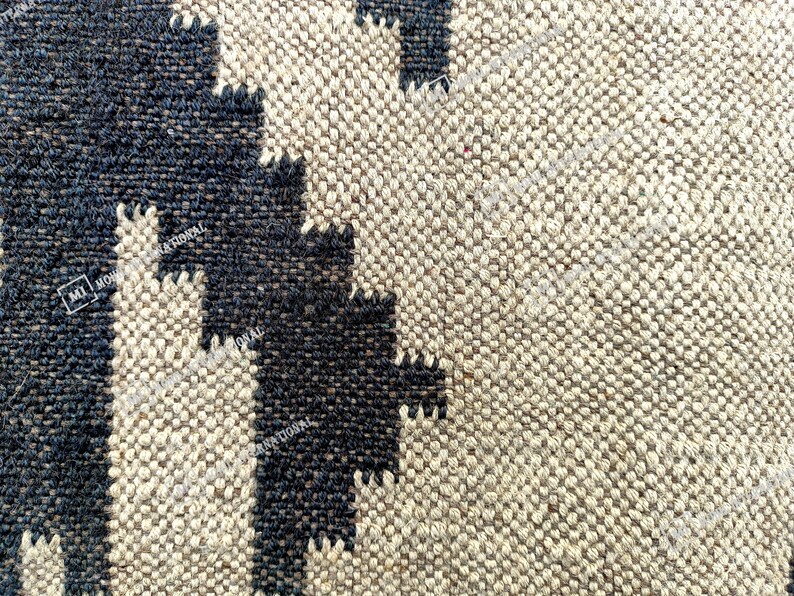 Handwoven Wool Jute Kilim Rug, Handmade Kilim Dhurrie Rug, Multicolor Jute Rug, Traditional Area Jute Rug, Indian Geometric wool Rug