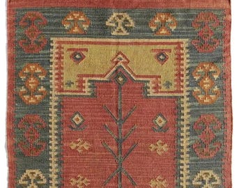 Handwoven Vintage Kilim Rug, Jute Wool Rug, Large Area Rug, Turkish Area Rug Outdoor Rug Traditional Indian Rug, Kilim Dhurrie Custom Rug