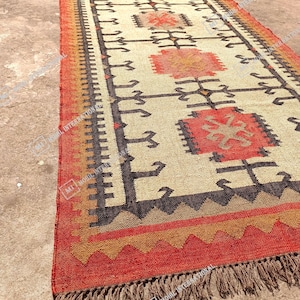 Handmade Kilim Jute Rug, 10x10 ft Custom Multicolor Jute Rug, Turkish Wool Rug, Indoor Wool Jute Rug, Indian Dhurrie Rug, Office Decor Rug